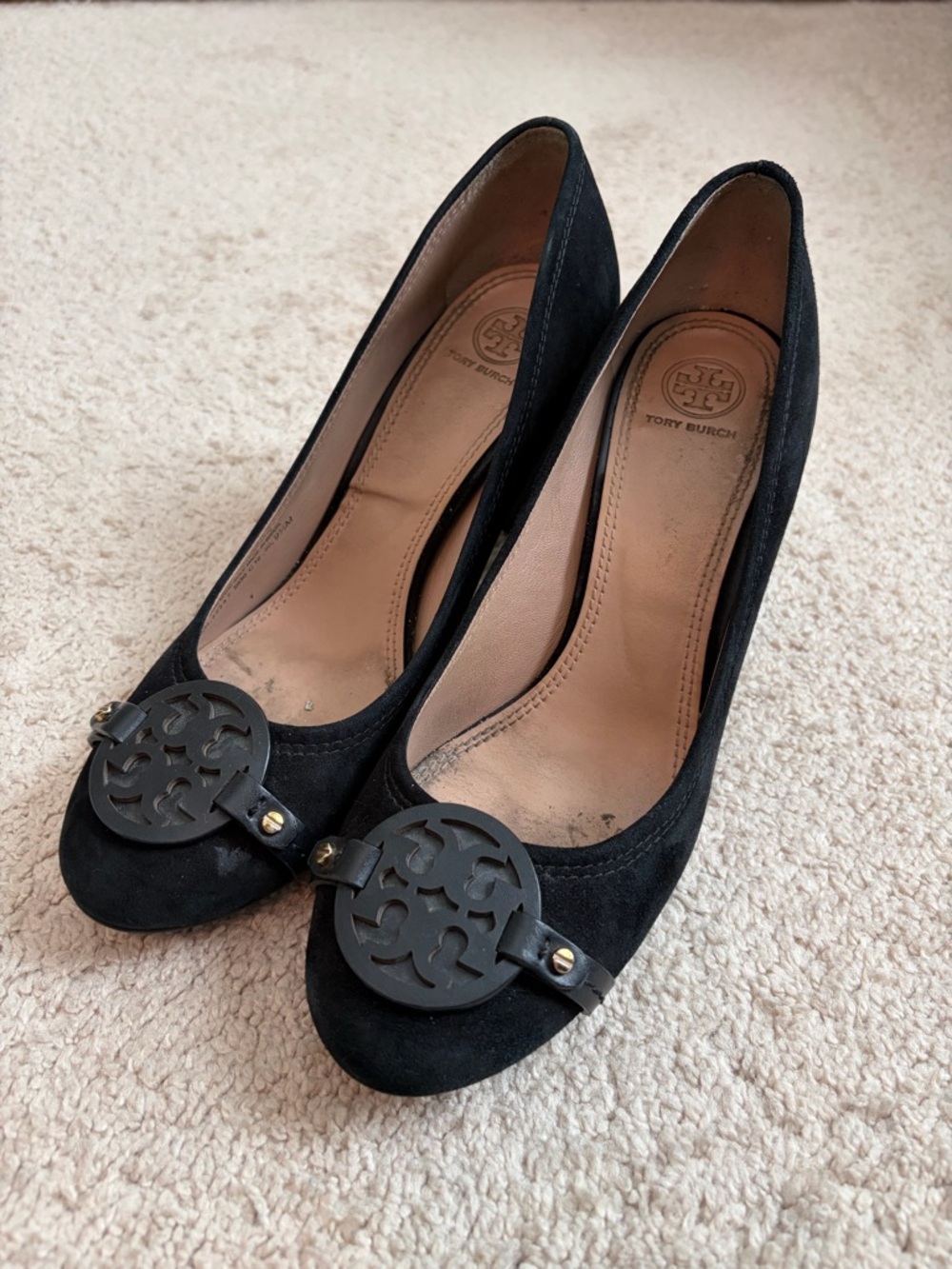 Tory Burch Mini Miller Black Suede Leather Pump Women's Size 9.5